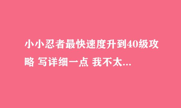 小小忍者最快速度升到40级攻略 写详细一点 我不太会玩 谢谢