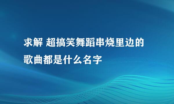 求解 超搞笑舞蹈串烧里边的歌曲都是什么名字