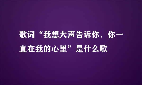 歌词“我想大声告诉你，你一直在我的心里”是什么歌