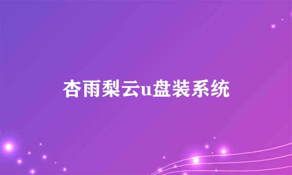 杏雨梨云u盘装系统