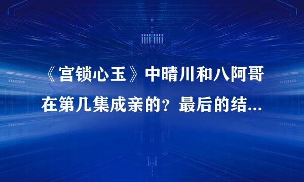 《宫锁心玉》中晴川和八阿哥在第几集成亲的？最后的结局是什么？