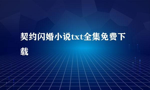 契约闪婚小说txt全集免费下载