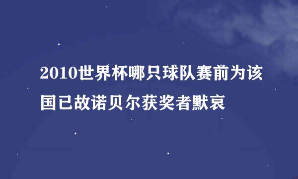 2010世界杯哪只球队赛前为该国已故诺贝尔获奖者默哀