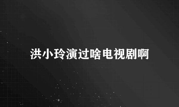 洪小玲演过啥电视剧啊