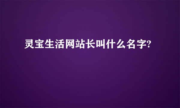 灵宝生活网站长叫什么名字?