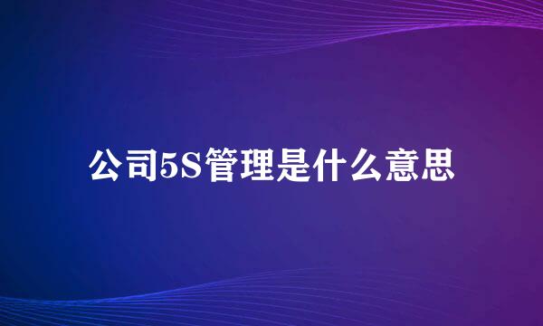 公司5S管理是什么意思