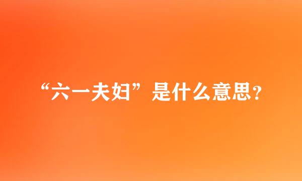 “六一夫妇”是什么意思？