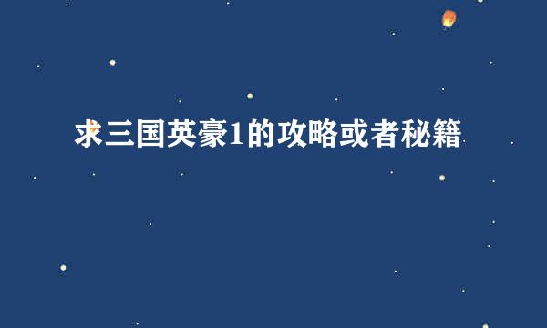 求三国英豪1的攻略或者秘籍