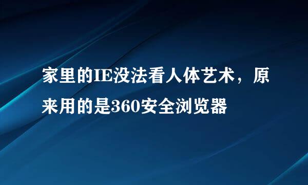 家里的IE没法看人体艺术，原来用的是360安全浏览器