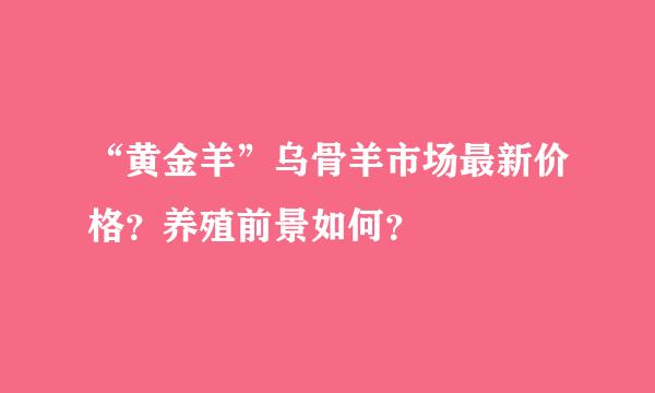 “黄金羊”乌骨羊市场最新价格？养殖前景如何？