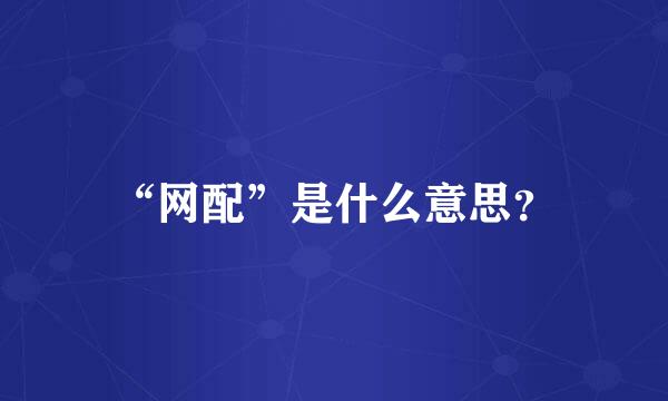 “网配”是什么意思？