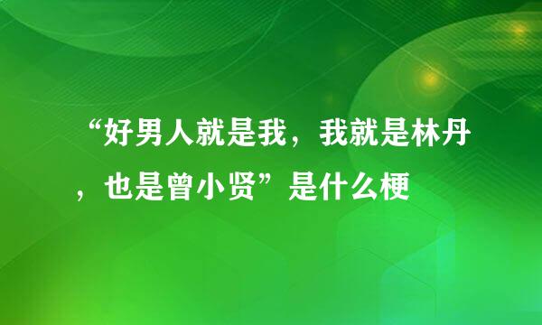 “好男人就是我，我就是林丹，也是曾小贤”是什么梗