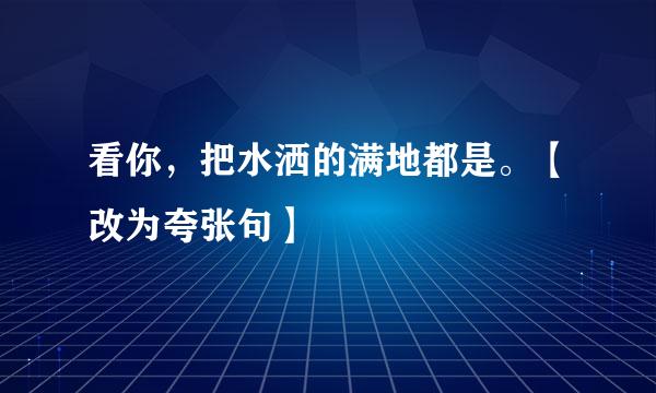 看你，把水洒的满地都是。【改为夸张句】