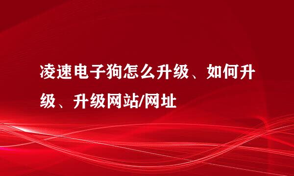 凌速电子狗怎么升级、如何升级、升级网站/网址