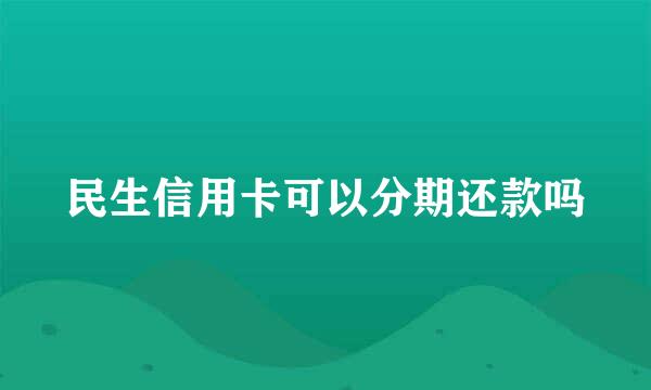 民生信用卡可以分期还款吗