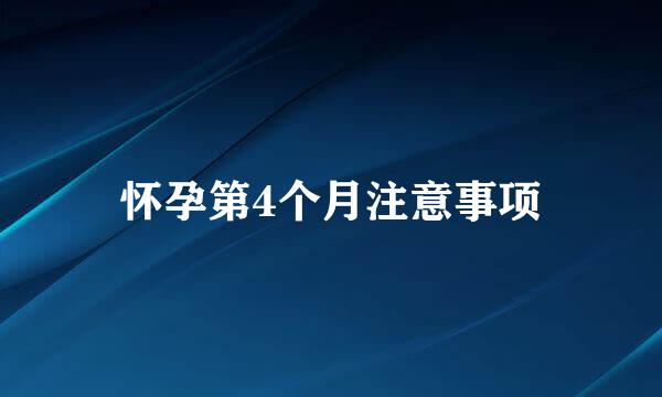 怀孕第4个月注意事项