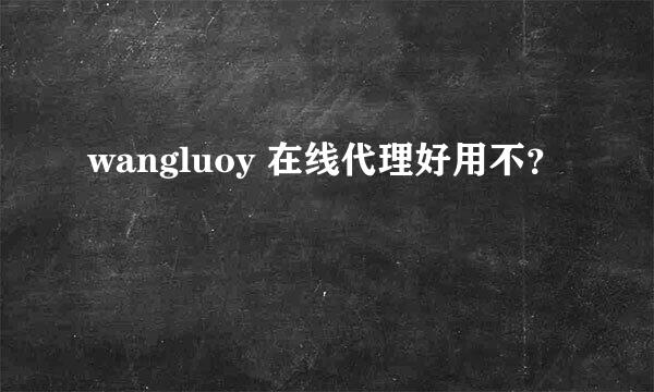 wangluoy 在线代理好用不？