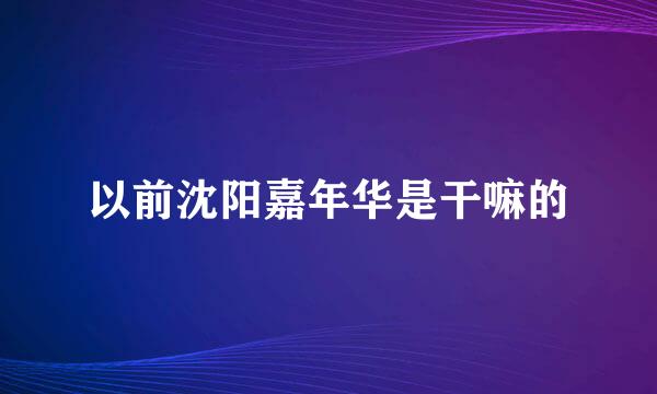 以前沈阳嘉年华是干嘛的