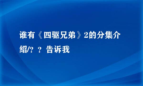 谁有《四驱兄弟》2的分集介绍/？？告诉我