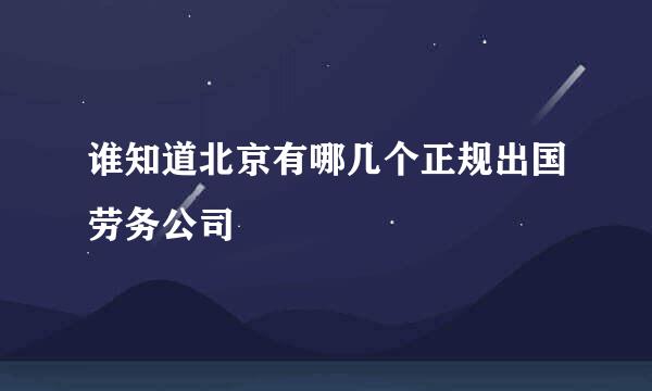 谁知道北京有哪几个正规出国劳务公司