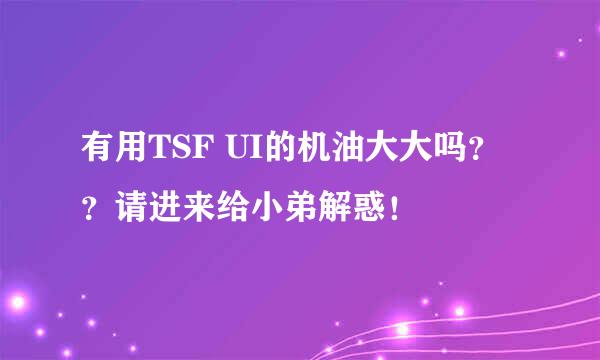 有用TSF UI的机油大大吗？？请进来给小弟解惑！