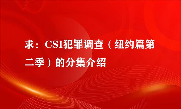 求：CSI犯罪调查（纽约篇第二季）的分集介绍