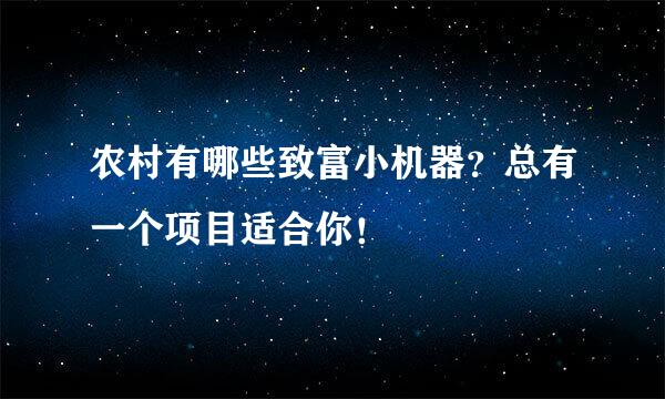 农村有哪些致富小机器？总有一个项目适合你！