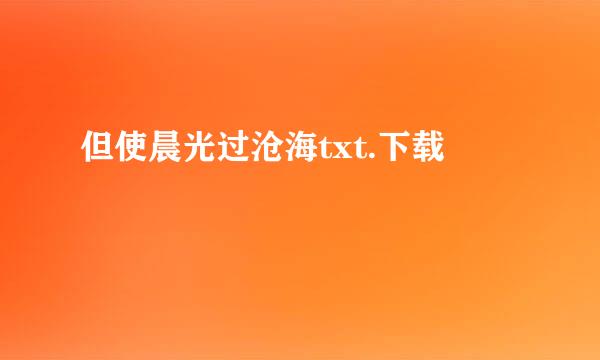 但使晨光过沧海txt.下载