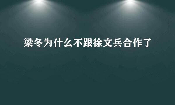 梁冬为什么不跟徐文兵合作了