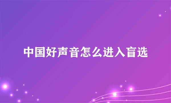 中国好声音怎么进入盲选