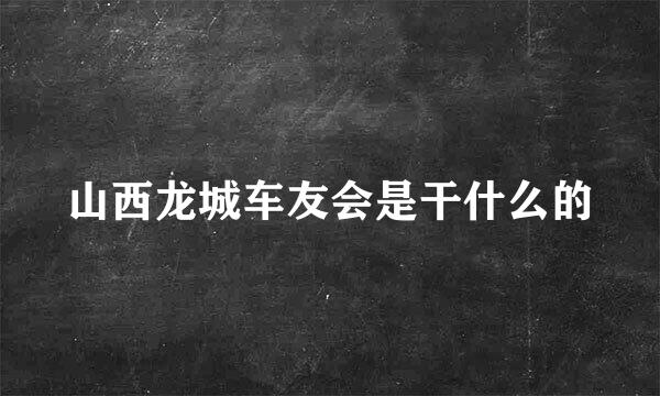 山西龙城车友会是干什么的