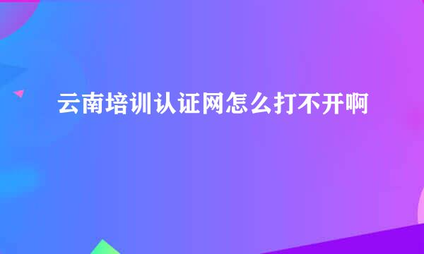 云南培训认证网怎么打不开啊