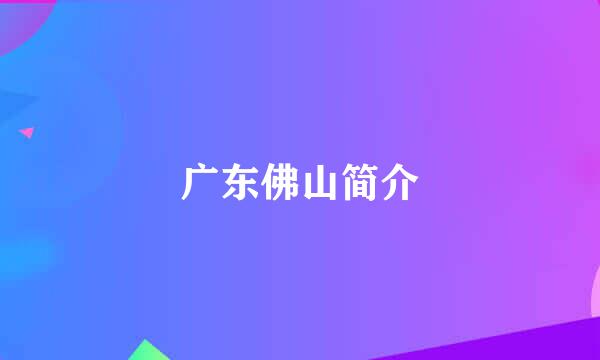 广东佛山简介