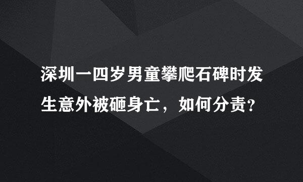 深圳一四岁男童攀爬石碑时发生意外被砸身亡，如何分责？