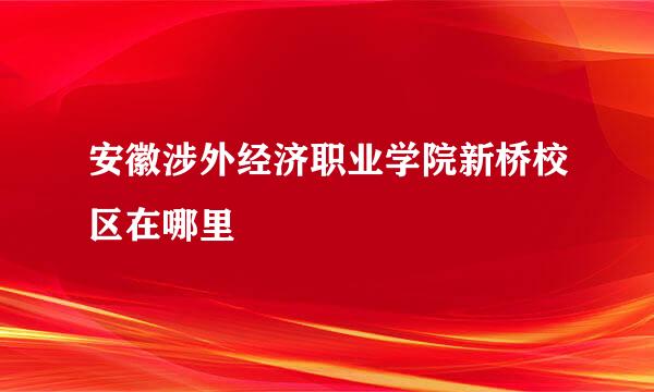 安徽涉外经济职业学院新桥校区在哪里