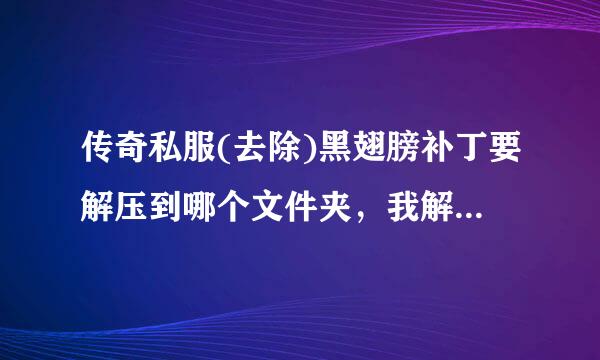 传奇私服(去除)黑翅膀补丁要解压到哪个文件夹，我解压了怎么还有？