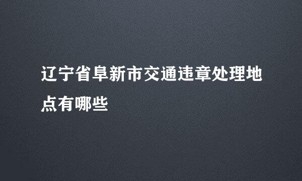 辽宁省阜新市交通违章处理地点有哪些