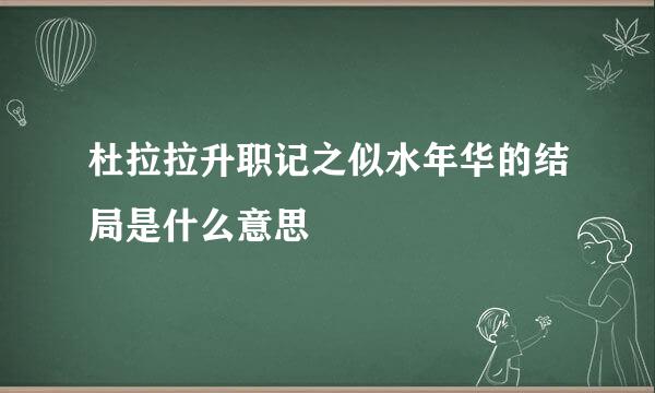 杜拉拉升职记之似水年华的结局是什么意思