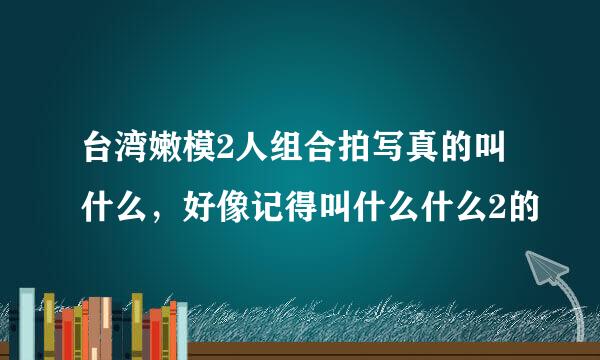 台湾嫩模2人组合拍写真的叫什么，好像记得叫什么什么2的