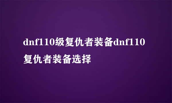 dnf110级复仇者装备dnf110复仇者装备选择