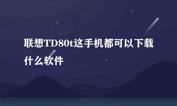 联想TD80t这手机都可以下载什么软件