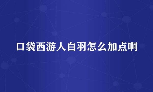 口袋西游人白羽怎么加点啊