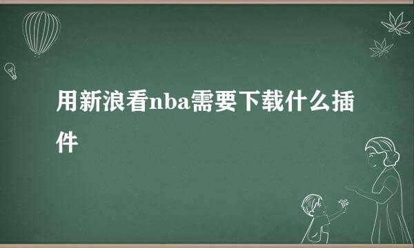 用新浪看nba需要下载什么插件