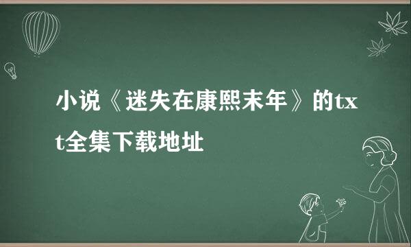 小说《迷失在康熙末年》的txt全集下载地址