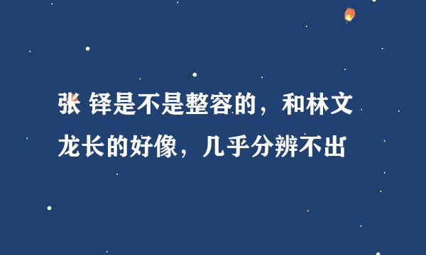 张 铎是不是整容的，和林文龙长的好像，几乎分辨不出