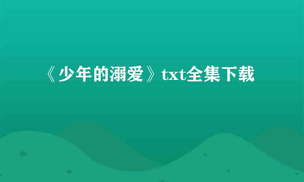 《少年的溺爱》txt全集下载