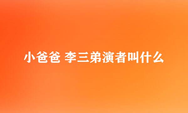 小爸爸 李三弟演者叫什么