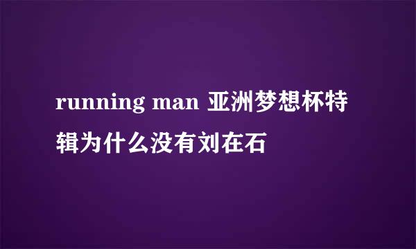 running man 亚洲梦想杯特辑为什么没有刘在石