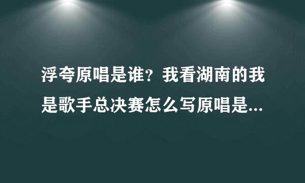 浮夸原唱是谁？我看湖南的我是歌手总决赛怎么写原唱是林志炫？