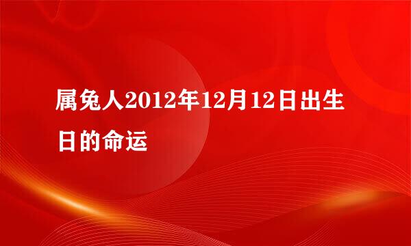 属兔人2012年12月12日出生日的命运